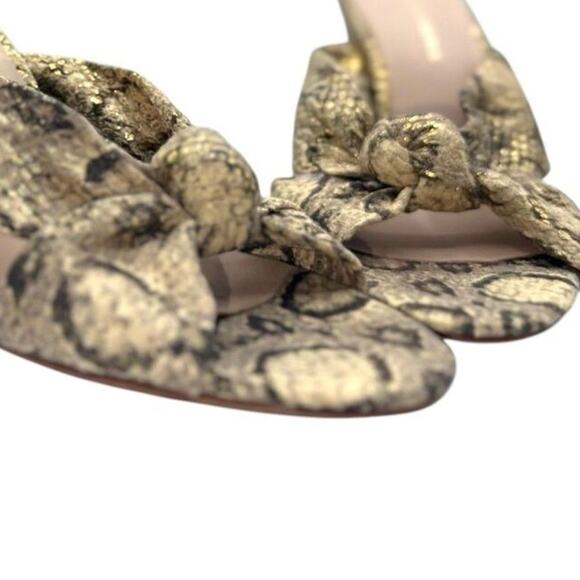 Loeffler Randall Coco Knot Mule Heels 8.5 Metallic Snake Embossed Leather - Picture 2 of 10